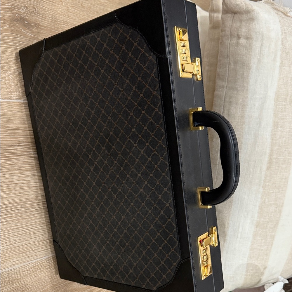 Bally Black and Gold Lock Briefcase